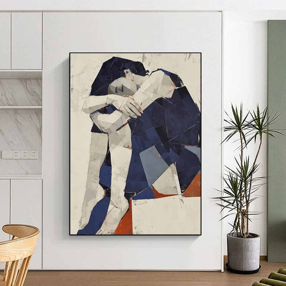 White Figure Modern extra large gold wall art for bedroom